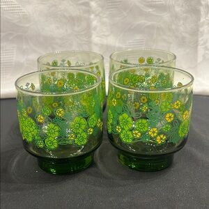 Vintage Libbey Crazy Daisy Spring Blossom Drinking Glasses- set of 4